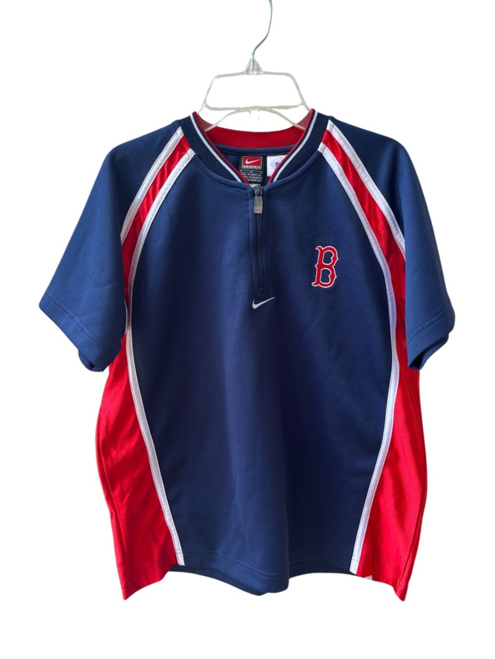 Nike Team Boston Red Sox Kids Baseball Jersey Medium 12-14 Blue 1/4 Zip